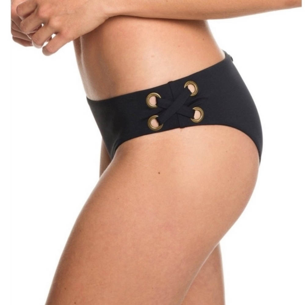 Roxy Black Bikini Bottom with Gold Details - L